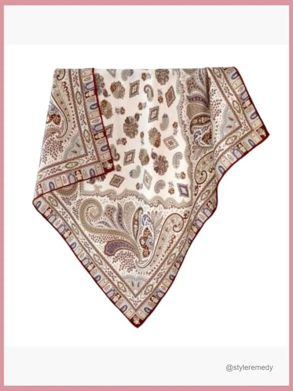 Silk Wool Blend Scarf 26x26 Lightweight Printed Square Scarf